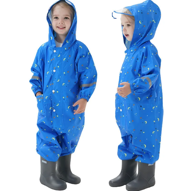 Kids Raincoat Cartoon Design Toddler Clothing Boys Hooded Jumpsuit For Infant Girls 1-10 Years Rainwear Children Rain Pants