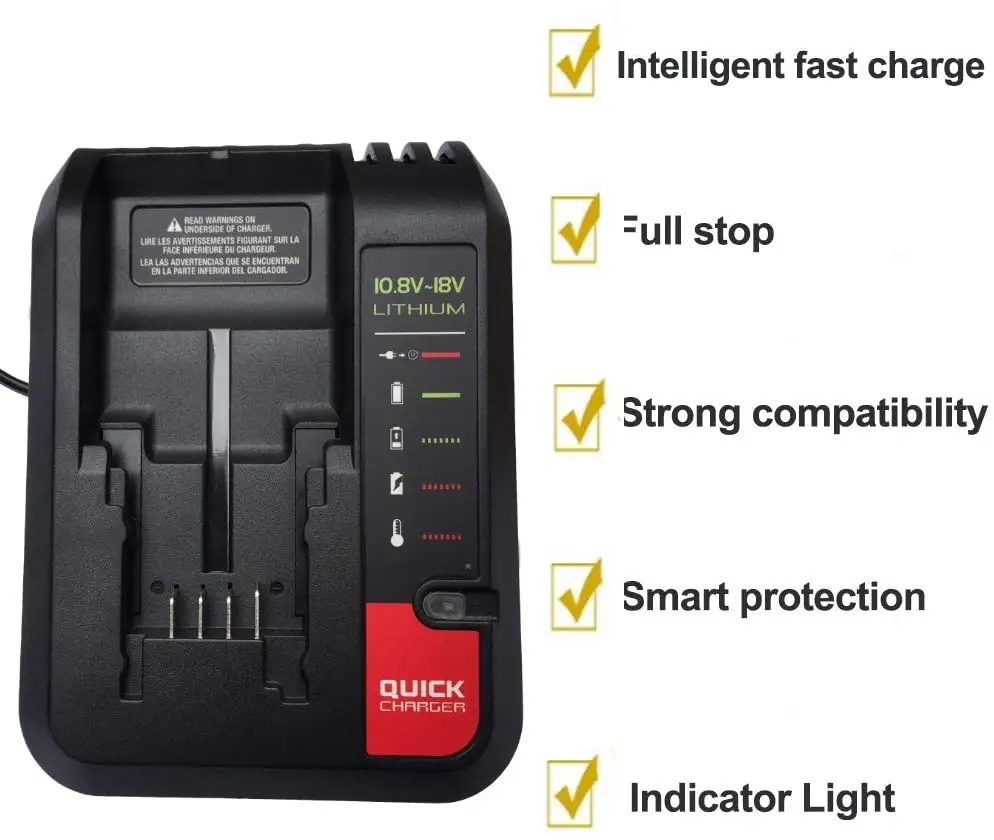 Replacement Battery Charger 10.8V-20V Li-ion Battery LB20 LBXR20 PCC692L BDCAC202 for Black Decker for Porter-cable for Stanley