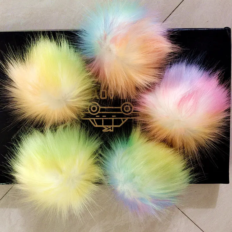 New 15 cm Rainbow Colors Pompons DIY Jewelry Accessories Parts For Cap shoe Key Chain Pendant Cute Fake Fur Hand-made large wool