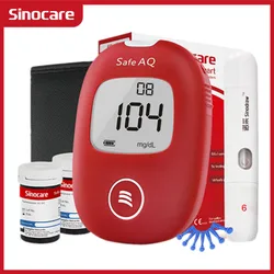 Sinocare-medidor inteligente de glucosa en sangre Safe AQ, dispositivo médico para la Diabetes, glucómetro con tiras reactivas, lancetas indoloras, 5s Simple