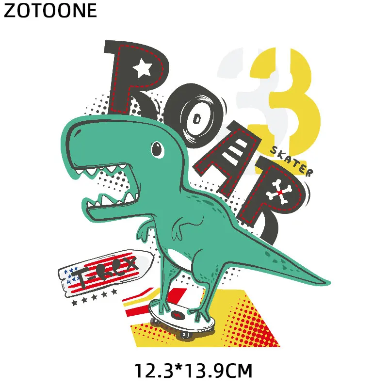 ZOTOONE Cartoon Dinosaur Letter Patch for Kids Iron on Heat Transfers for Clothing Applications DIY T-shirt Appliques Stickers E