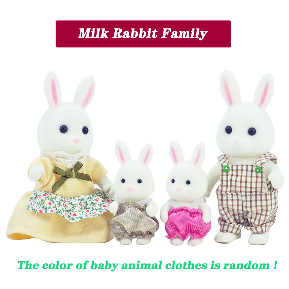 Doll House Furniture 1/12 Forest Animal Family Miniatures Animal Figurines Milk Rabbit Family Diy Montessori Toy For Girls Gift