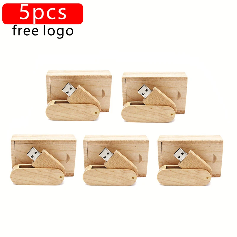 

JASTER Rotatable Wooden USB 2.0 Flash Drive Pendrive 8GB 16G 32GB 64GB U Disk Photography Wedding Gift 5PCS/Lot Free Custom Logo