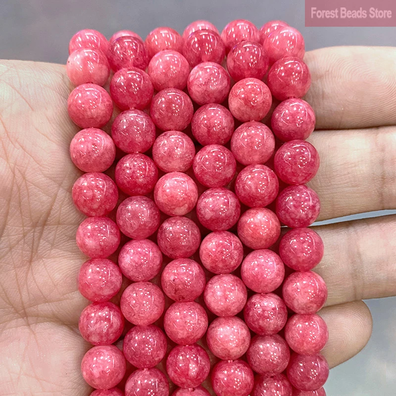 Red Rhodochrosite Natural Stone Chalcedony Round Beads for Jewelry Making 15