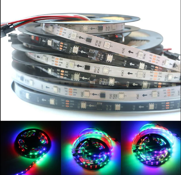 DC12V 5M WS2811 LED pixel strip light Rgb Full color 5050 Led strip ribbon flexible Addressable Digital LED tape 1 Ic Control 3