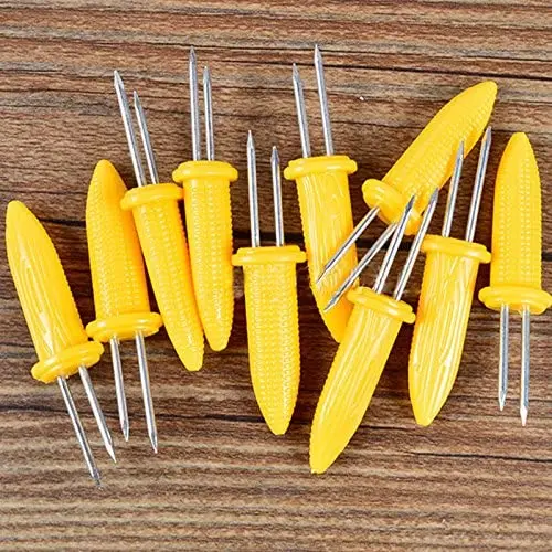 10pcs/Pack Corn on The Cob Holders Skewers BBQ Twin Prong Sweetcorn Holder Fork Kitchen Tool Party BBQ Forks