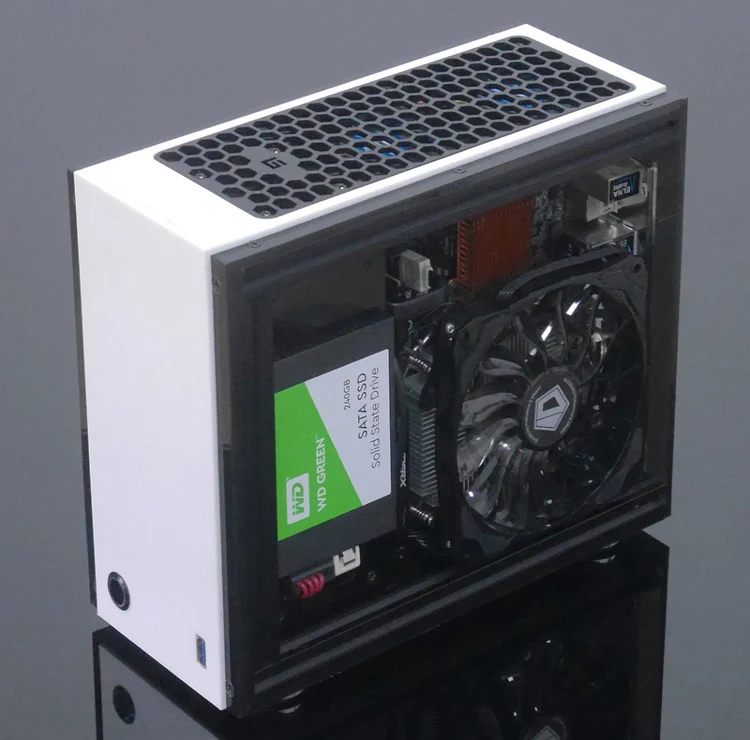 A35 Mini ITX Case Transparent Acrylic Gaming Computer Cases with Extension Cable Support Mini ITX Motherboard Desktop Case