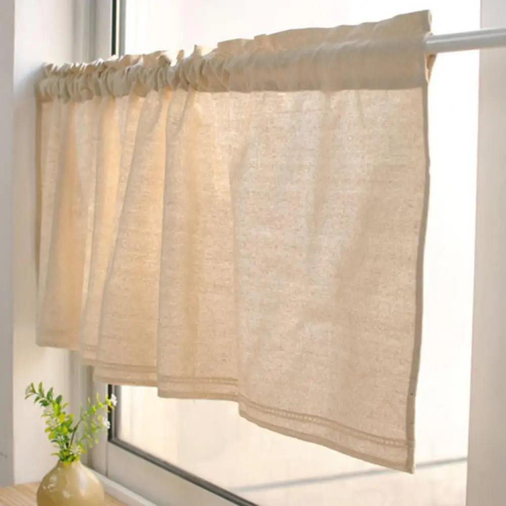 Japanese Blackout Half Curtain Kitchen Short Curtain Vintage Printed Drapes Cotton Linen Lace Cupboard Curtain Head for Bedroom