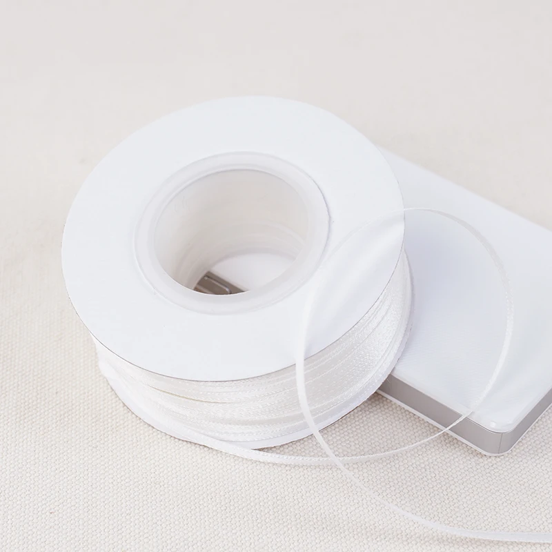 100yards Off White Single Face Satin Ribbons for Wedding Christmas Party Decoration 3mm-38mm DIY Bow Craft Ribbons Card gift