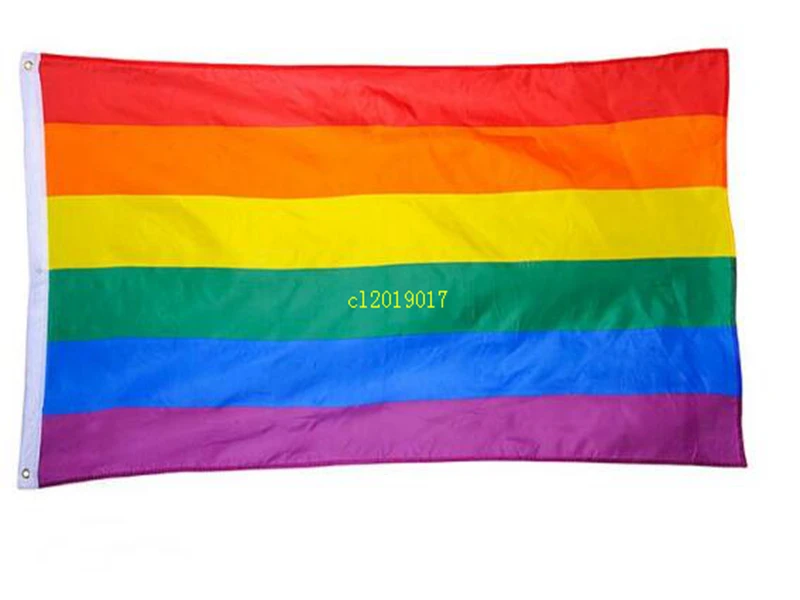 300PCS Rainbow Flags Lesbian Gay Parade Banners LGBT Pride Flag Polyester Colorful Rainbow Flag for Decoration 90x150cm