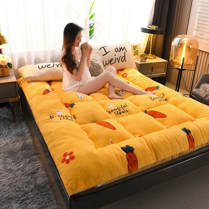 Materace Tatami wełna jagnięca materac tapicerowany zagęścić ciepły Futon flanelowy materac karimata mata na łóżko podwójne kołdry poduszka