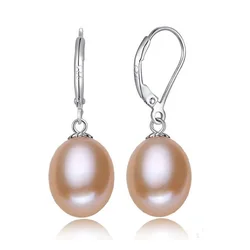 2020 Fashion 925 Sterling Silver Earrings 8-9mm Genuine Natural Freshwater Pearl Earrings For Women Jewelry Birthday Gift