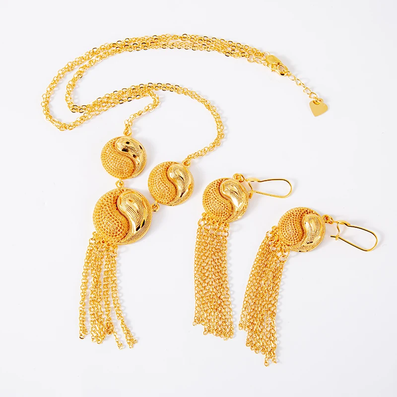 Bridal Jewelry Sets for Women Arabic/Dubai/Ethiopian/African Earrings Gold Color cooper Summer Necklace