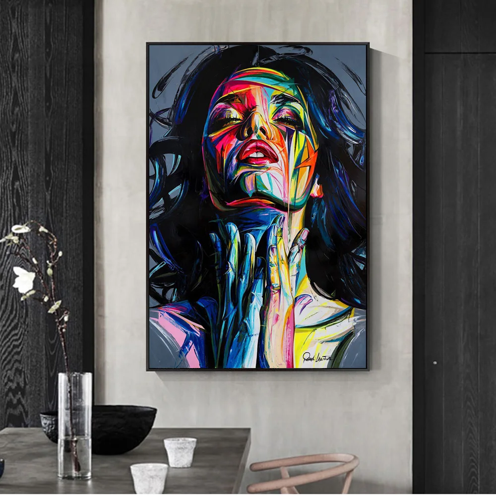 Abstract Art Girl Graffiti Wall Canvas Print Colorful Picture Home Decor Unstretched Ready-to-Hang Room Wall Art