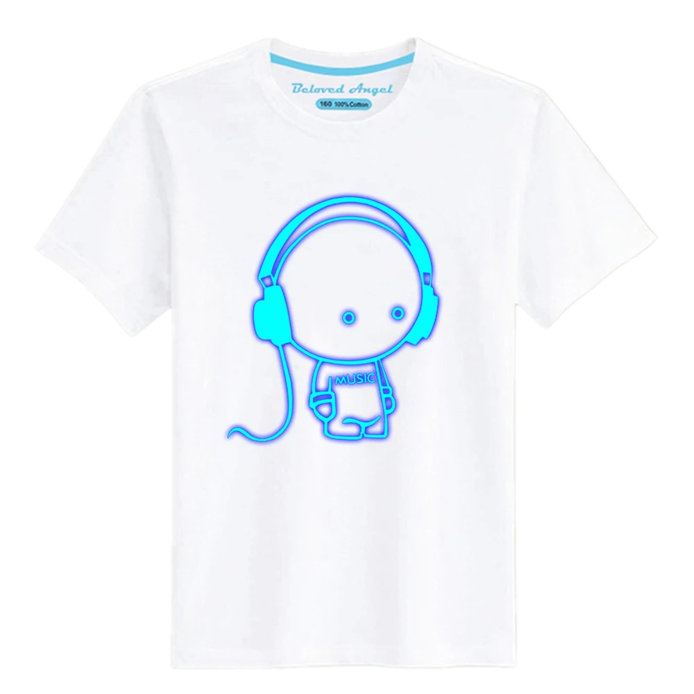 Luminous Fashion Cool Kids Boys Girls Summer T Shirt Glow In Dark Teens Toddler T-shirt Baby Costume Casual Tops Tees 3-15T