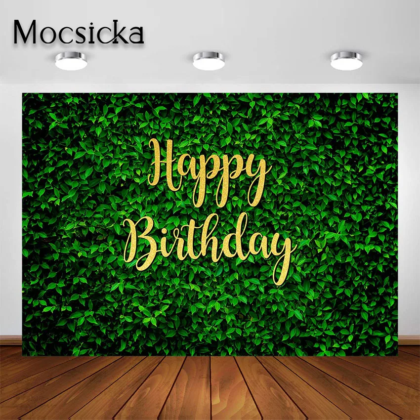 Moclicka latar belakang pesta Safari rumput hijau netral daun tropis hijau ulang tahun pesta Baby Shower latar belakang foto