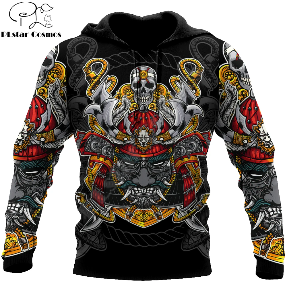 

Samurai Skull Tattoo 3D Printed Autumn Men Hoodies Unisex Casual Pullover Zip Hoodie Streetwear Retro sudadera hombre DW0516