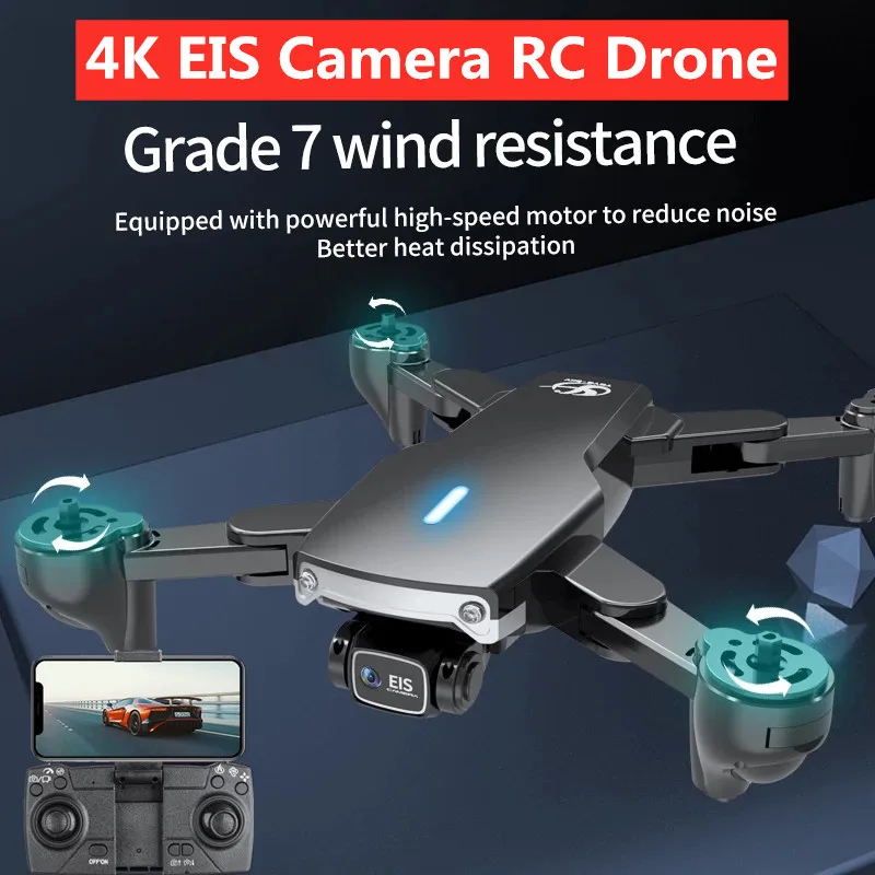 Foldable WIFI FPV Optical Flow Aerial Photography RC Quadcopter 4K EIS Auto Adjustment Dual Camera RC Drone Kid Adult Toy Gift