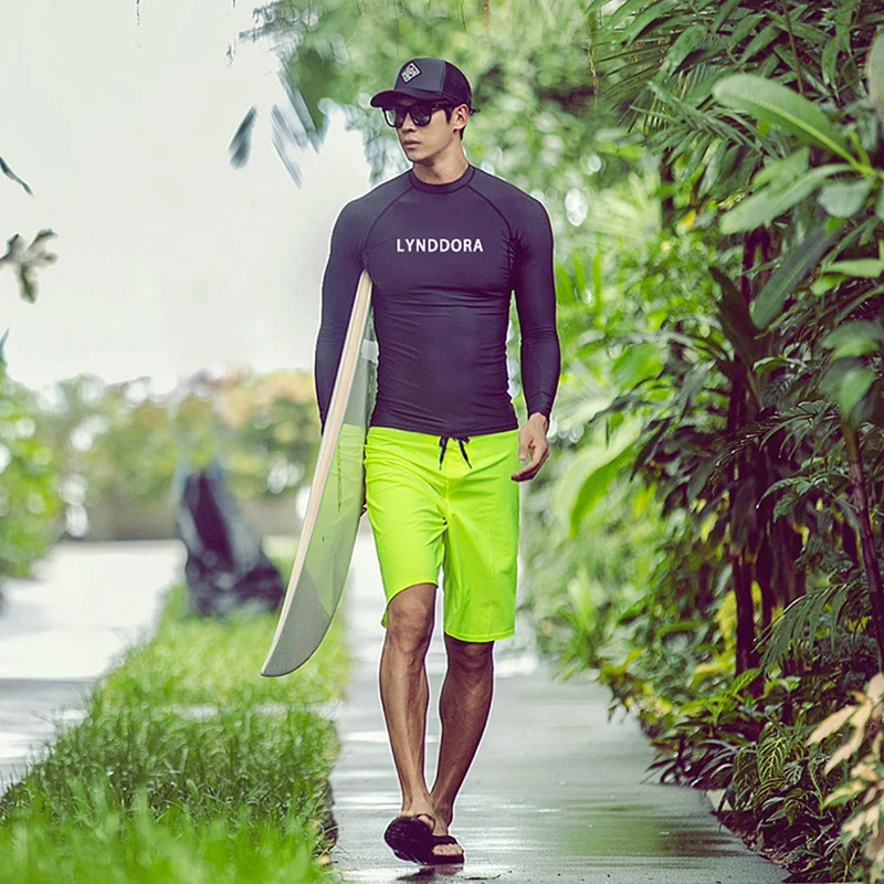 SAILBEE الرجال UV حماية ملابس السباحة طويلة الأكمام ملابس السباحة رجالي Rashguard تصفح طفح الحرس تصفح قميص للسباحة الشراع هبوط السفينة #5