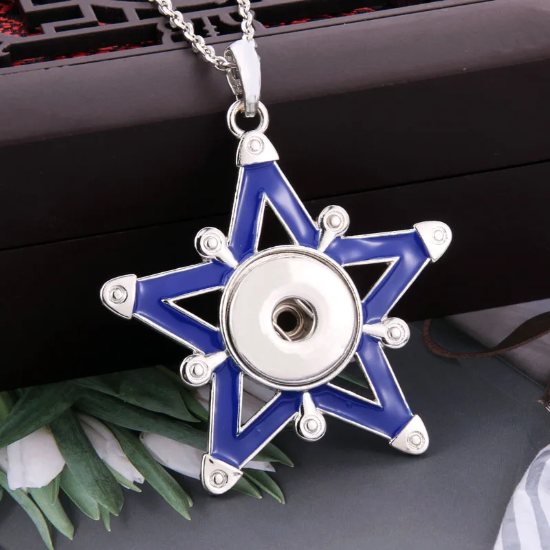 New Snap Button Necklace Jewelry Flower Crystal Rhinestone Snaps Pendant Necklace Fit DIY 20MM 18mm Snap Buttons Jewelry