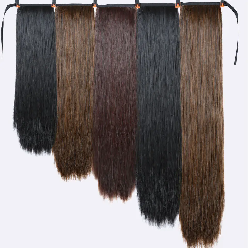 Xnaira Synthetic Fake Hair Pieces Afro Long Straight Drawstring Ponytail  Hair Bun Pony Tail Clip in Hair Ponytail Extensions