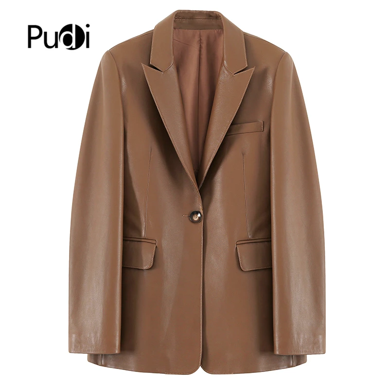 Pudi Women Genuine Leather Jacket Coat 2021 Spring Female Real Sheep Leather Jackets Coats CT104