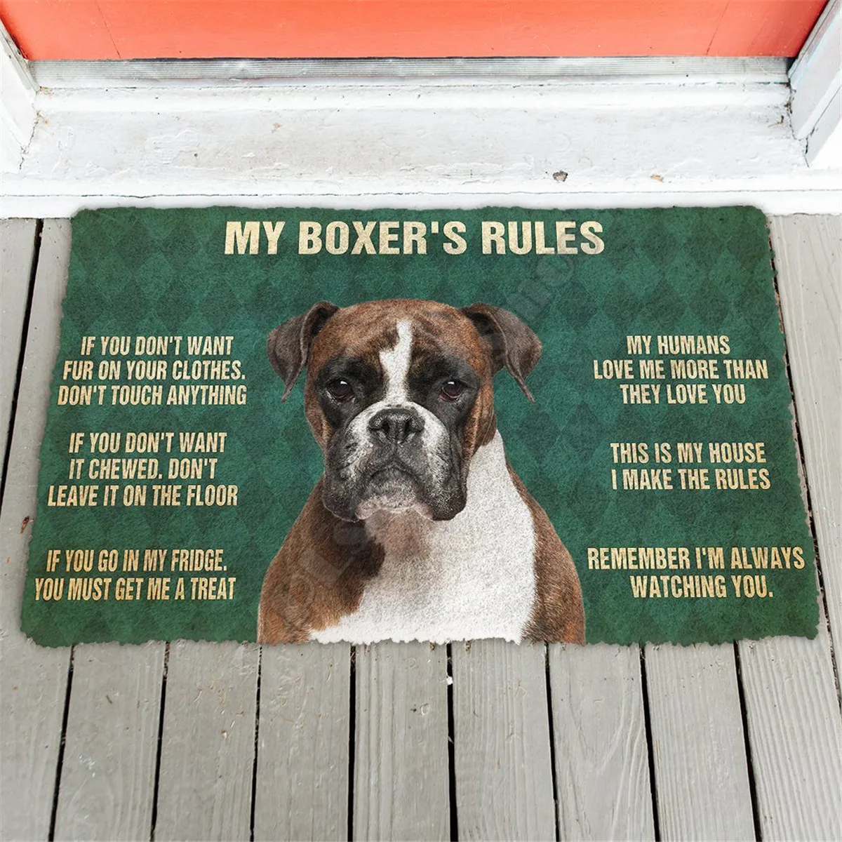 Printed 3D My Boxer's Hound's Rules Doormat Non Slip Door Floor Mats Decor Porch Doormat