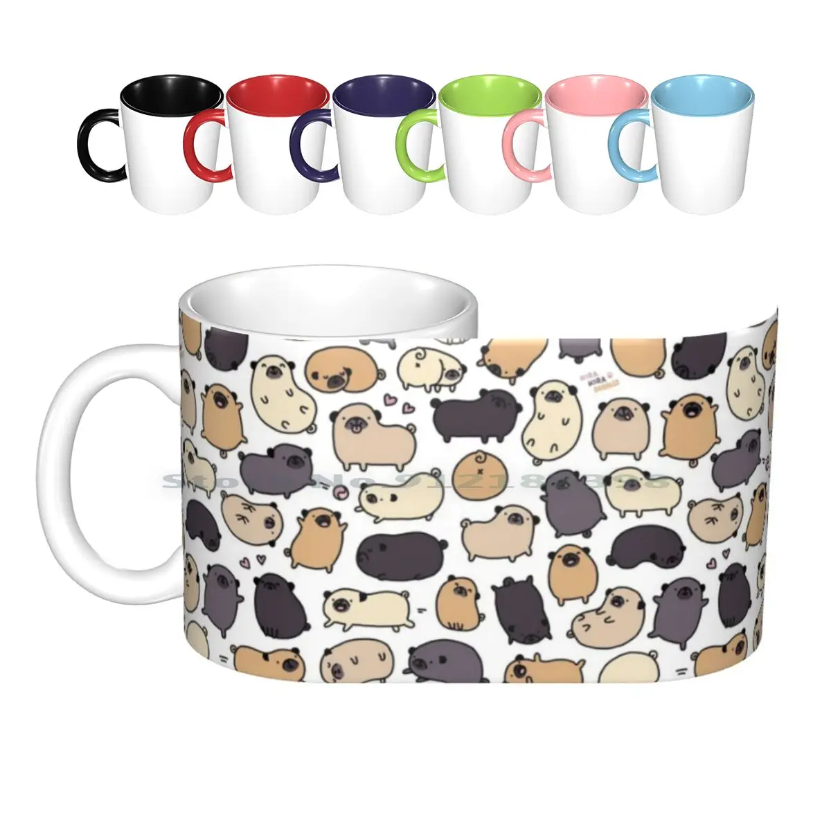 Pug Life Doodle Ceramic Mugs Coffee Cups Milk Tea Mug Kawaii Cute Pugs Pug Pug Life Dog Dogs Doggy Cute Animals Doodle Creative