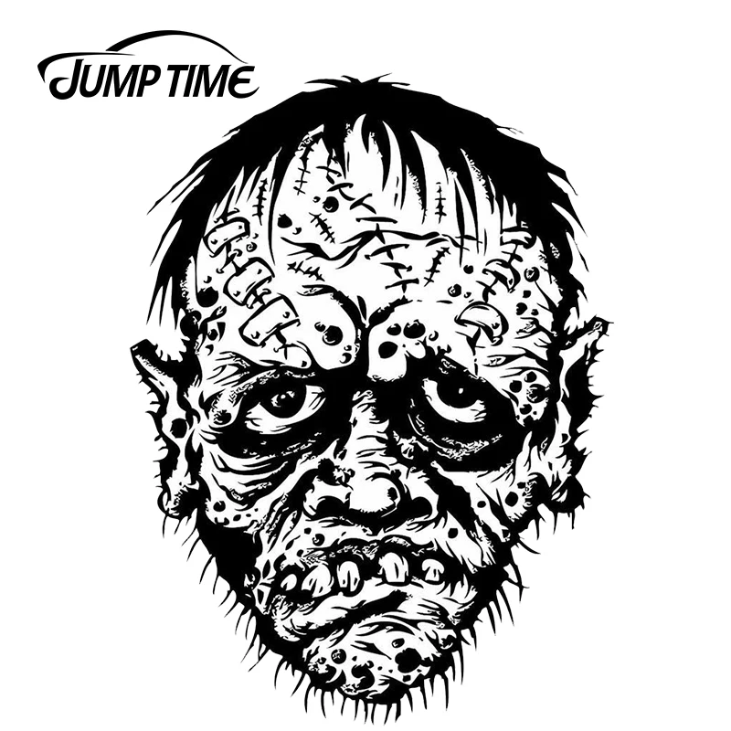 JumpTime 13cm x 8.6cm Zombie Head Vinyl Sticker Car Travel Luggage Vinyl Car Decal Window Wiper Tailgate Styling