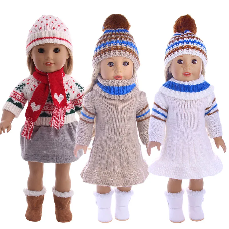 

For 18 Inch American Doll Girl & 43 Cm New Born Baby Doll Clothes,Our Generation,1Set of Handmade Woolen Clothes ,Accessories