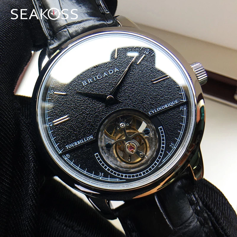 Luxury Men\'s Auto Tourbillon Mechanical Watches ST8002 Automatic Movement Business Men Tourbillon Watch Sapphire Clock