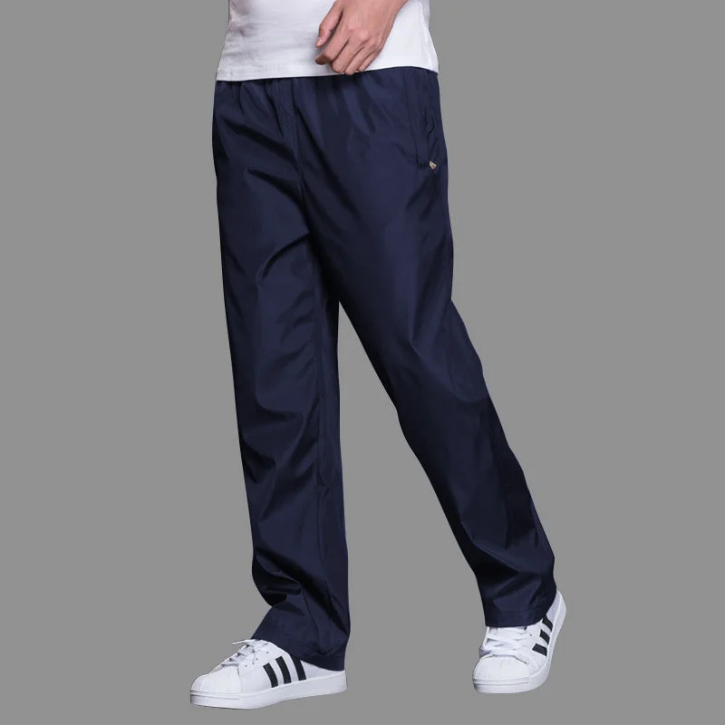 Erkek çabuk kuruyan pantolon elastik bel yaz erkekler nefes pantolon polyester spor pantolonları erkek düz sweatpants