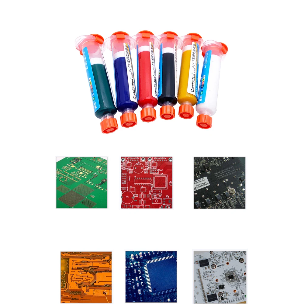 6 colors green oil UV Light Curing BGA PCB Paint Solder Mask Ink Paint Welding Oil Soldering Paste Prevent Corrosive Arcing