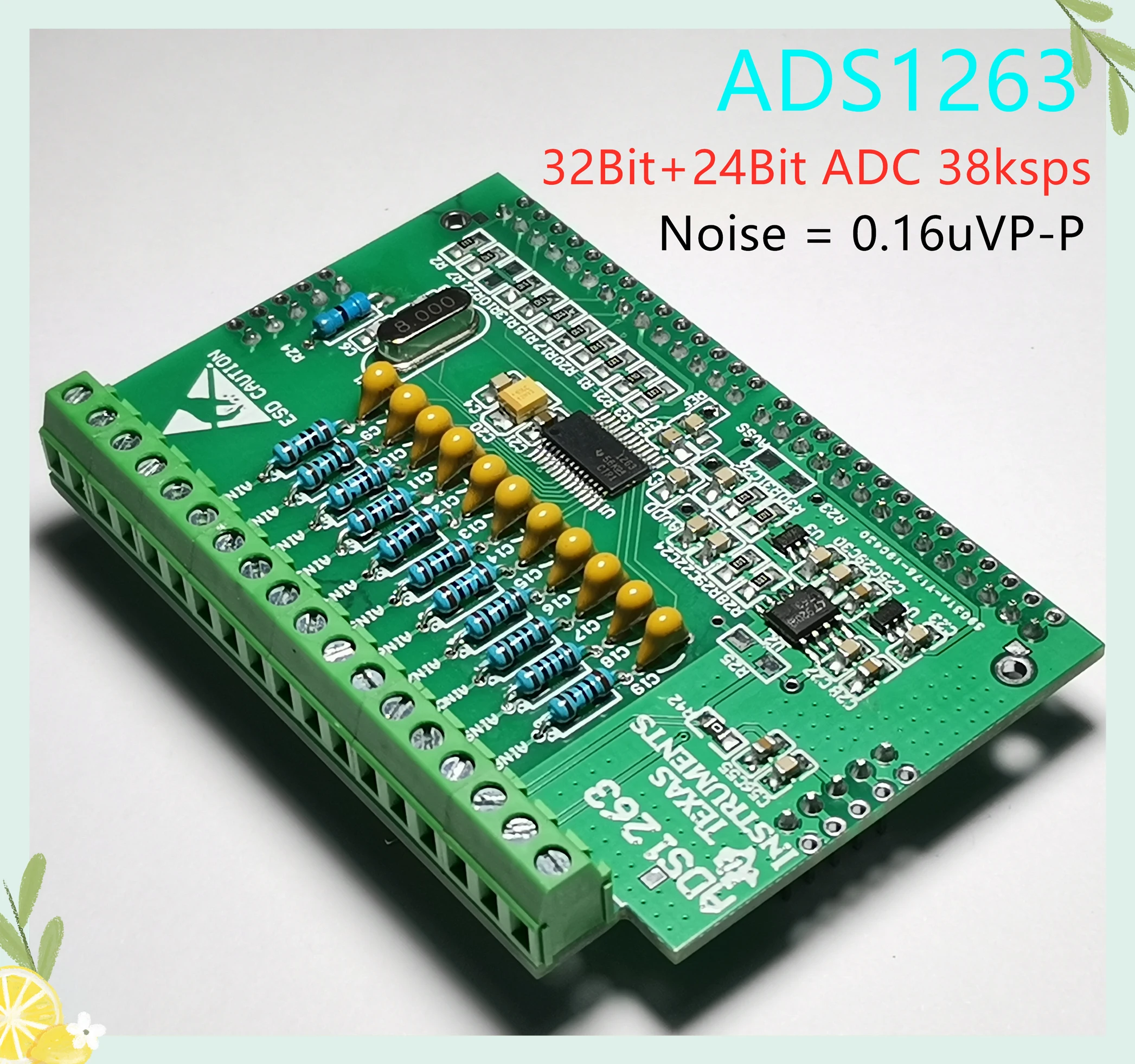 ADS1263 32-bit ADC Thermocouple Weighing Sensor Strain RTD PT100 High Precision