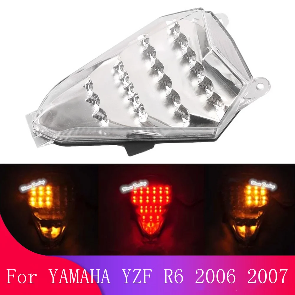 YZF-R6 Motorcycle Taillight LED Brake Lights Stop Rear Indicators Tail Light Turn Signal Lamp For YAMAHA YZFR6/YZF R6 2006 2007