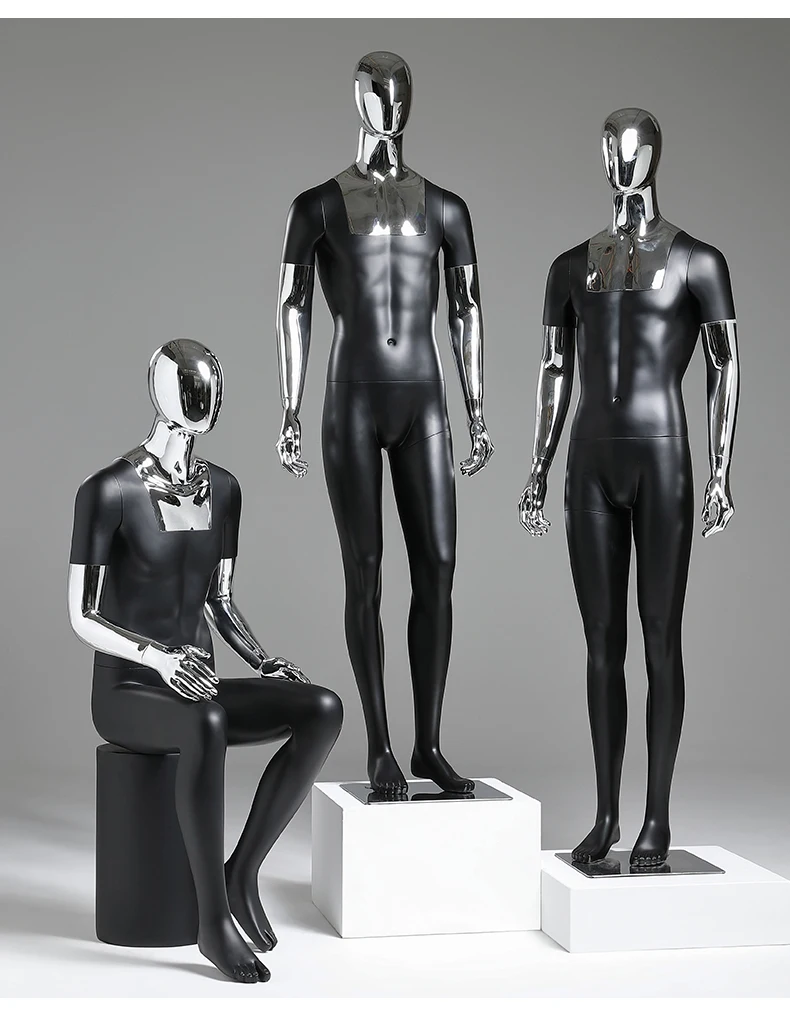 

Best Quality Electroplated Men Mannequin Silver And Black Men Model For Display