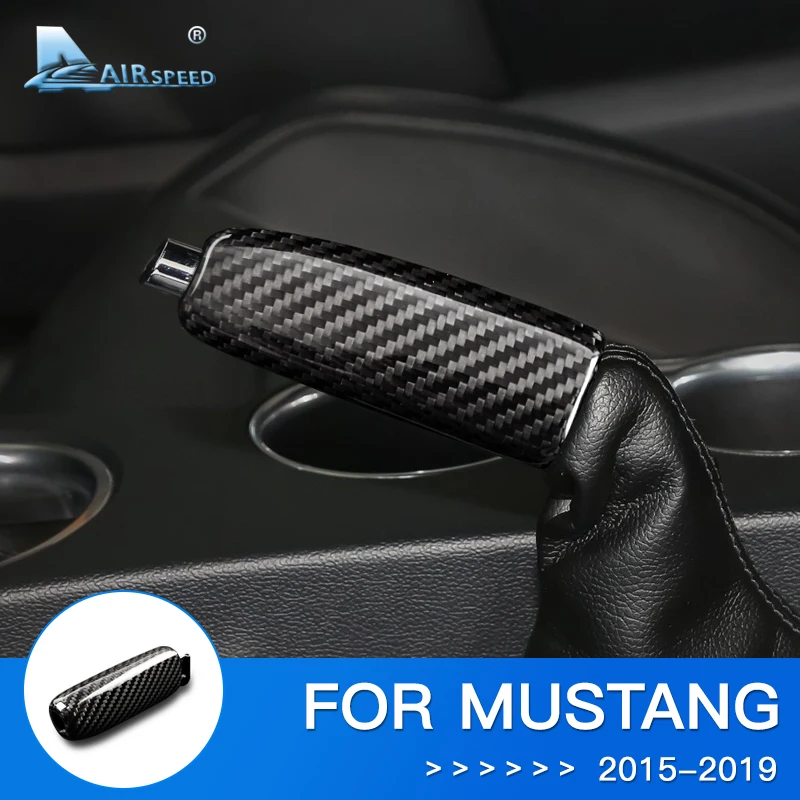 Real Hard Carbon Fiber for Ford Mustang 2015 2016 2017 2018 2019 2020 2021 2022 Handbrake Car Replace Grips Cover Accessories