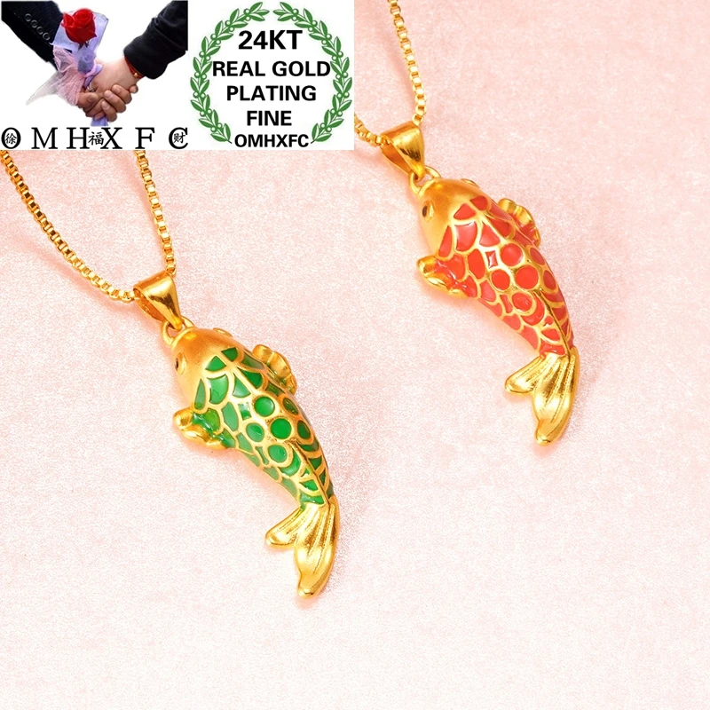 

OMHXFC Jewelry Wholesale PN404 European Fashion Fine Woman Girl Party Birthday Wedding Gift Fish Crap 24KT Gold Pendant Charm