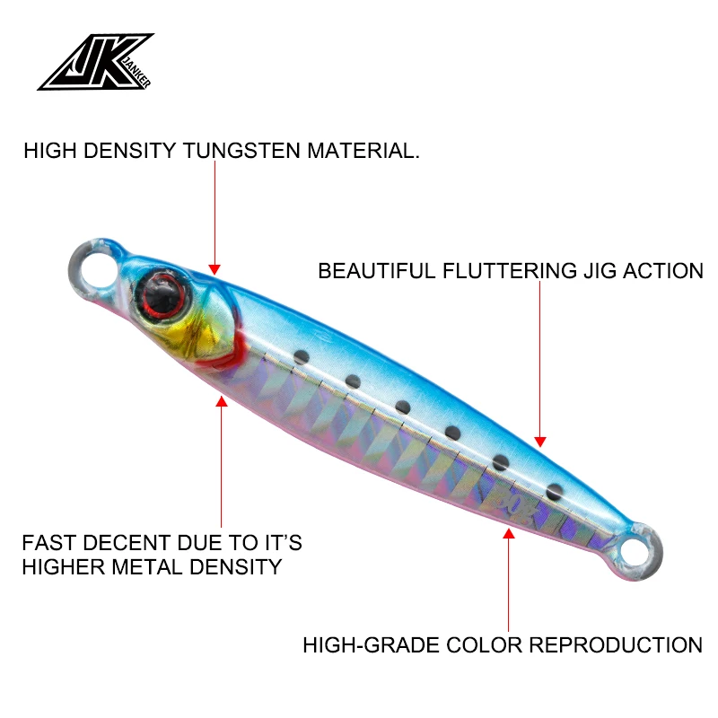 JK PWTG Tungsten Steel Fixture 10G 20G 30G Slow Sinking Fixture Luminous Artificial Bait Seawater Fishing Shore Casting Fixture