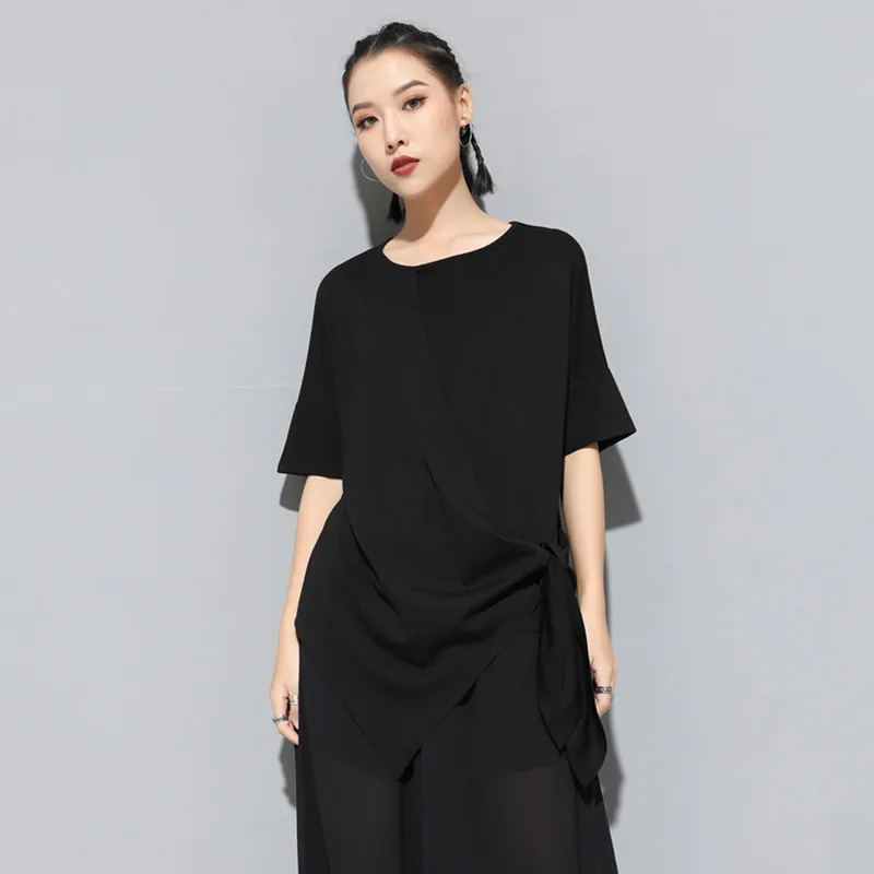 

Women's Short Sleeve T-Shirt Summer New Three-Dimensional Cutting Irregular Design Fashion Large Size Half Sleeve T-Shirt