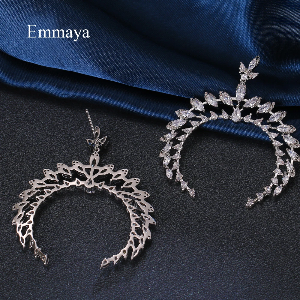 Emmaya Ingenious Design Open Round Shape Full Of Cubic Zircon For Women Personality Earring In Modern Party Fashion Decoration