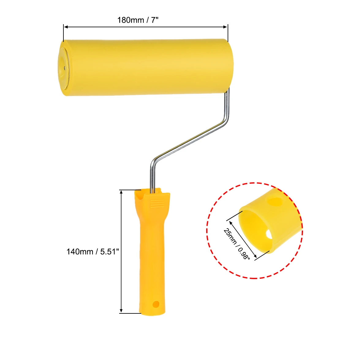 uxcell Nitrile Rubber Paint Roller Brush 7“ for Household Painting Treatment w Handle to Paint Trim Door Edging Plaster