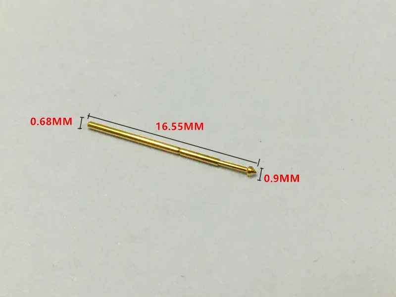 100 Stuks PA50-E2 Lente Test Sonde PA50-E Test Pin Testtool 16.55Mm Dia 0.68Mm Gouden Naaldtip Dia 0.9Mm Pogo Pin P50-E P50-E2