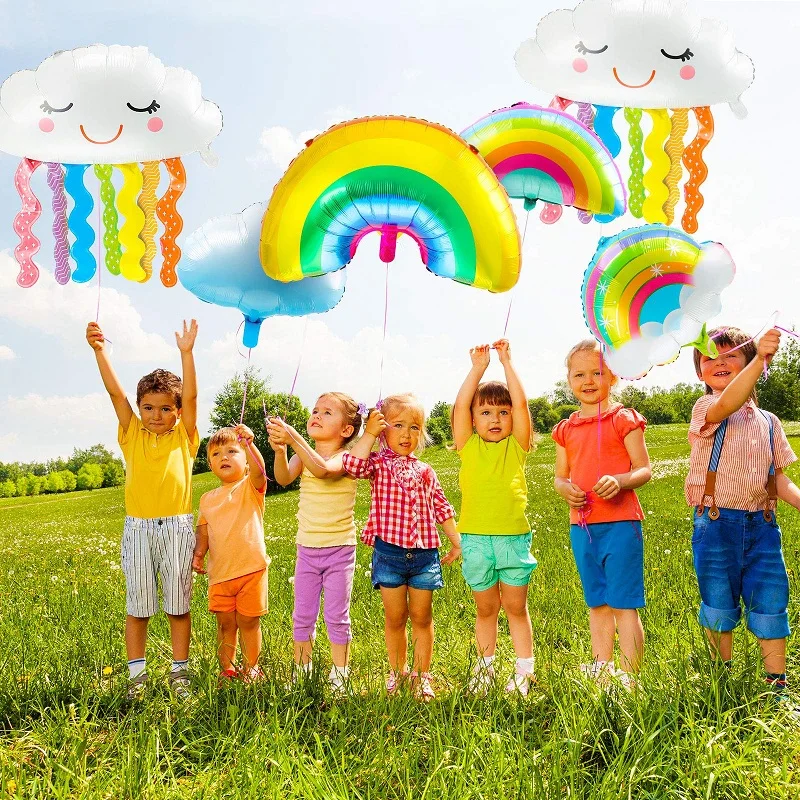 Rainbow Smile White Cloud Foil Balloons For Birthday Party Wedding Accessories Decoration Baby Show Helium Balloons Boy Girl Toy