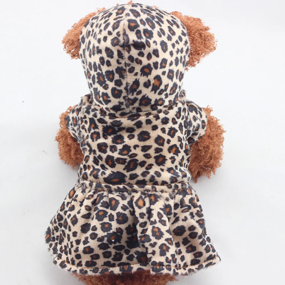 Warm Dog Coats Pets Leopard Pattern Tutu Coat Dress Puppy Hoodies Both Sides Wear Dog Clothes Puppy Clothes Ropa Perro