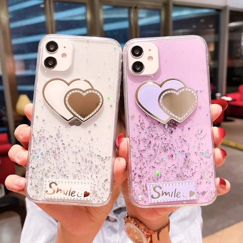 Gradient Flashing Diamond Love Phone Case For Realme 8 V13 C11 C20 C21 C25 C12 V11 V15 V5 7 X7 C15 6 5 Q3i Narzo 30 Pro Cover