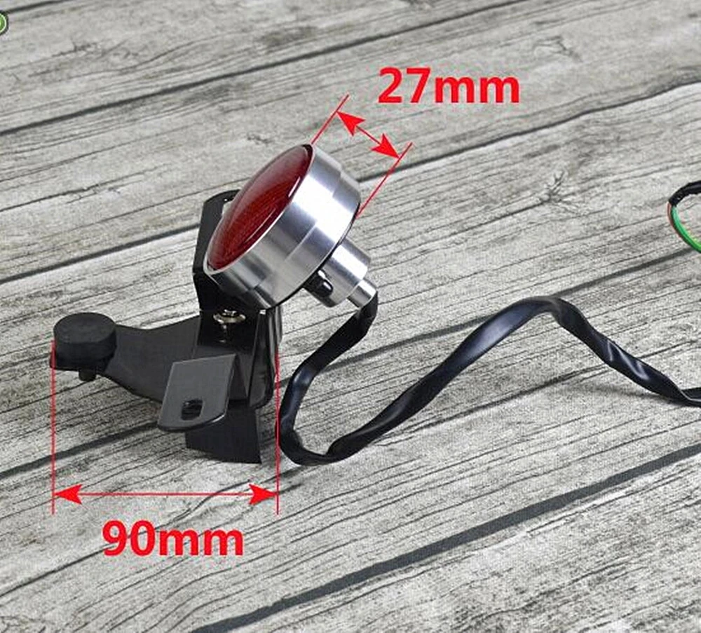 New Universal Cafe Racer Motorcycle Tail Brake Light Taillight Lamp Chrome for Suzuki GN125 GN 125 CNC Round Rear Light