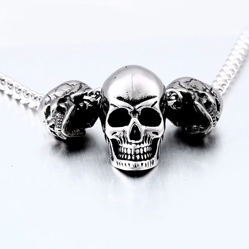 Beier Unique design punk skull high quality biker 316L stainless steel pendant necklace jewelry LLBP8-216PX