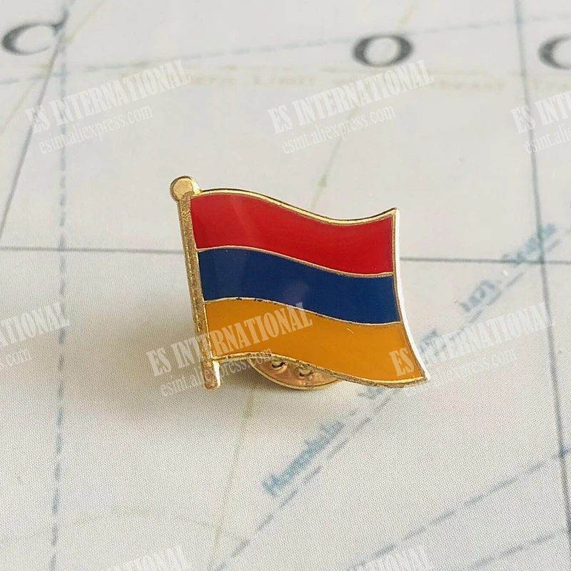 Bandiera nazionale dell\'armenia ricamo patch distintivo scudo forma quadrata Pin un Set sulla decorazione zaino bracciale in tessuto