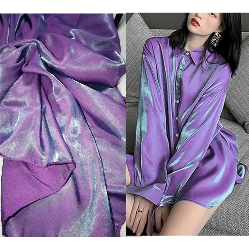 Two-color Gradient Shiny Fabric Creative Highend Dress Skirt Jacket Fashion Designer Cloth  Jersey Knit Fabric Sewing Diy Cotton